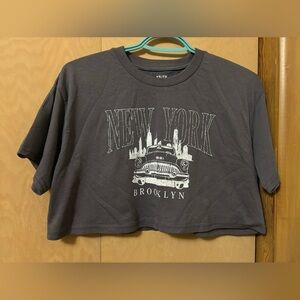 Bootlegger Gray New York Graphic Crop Tee